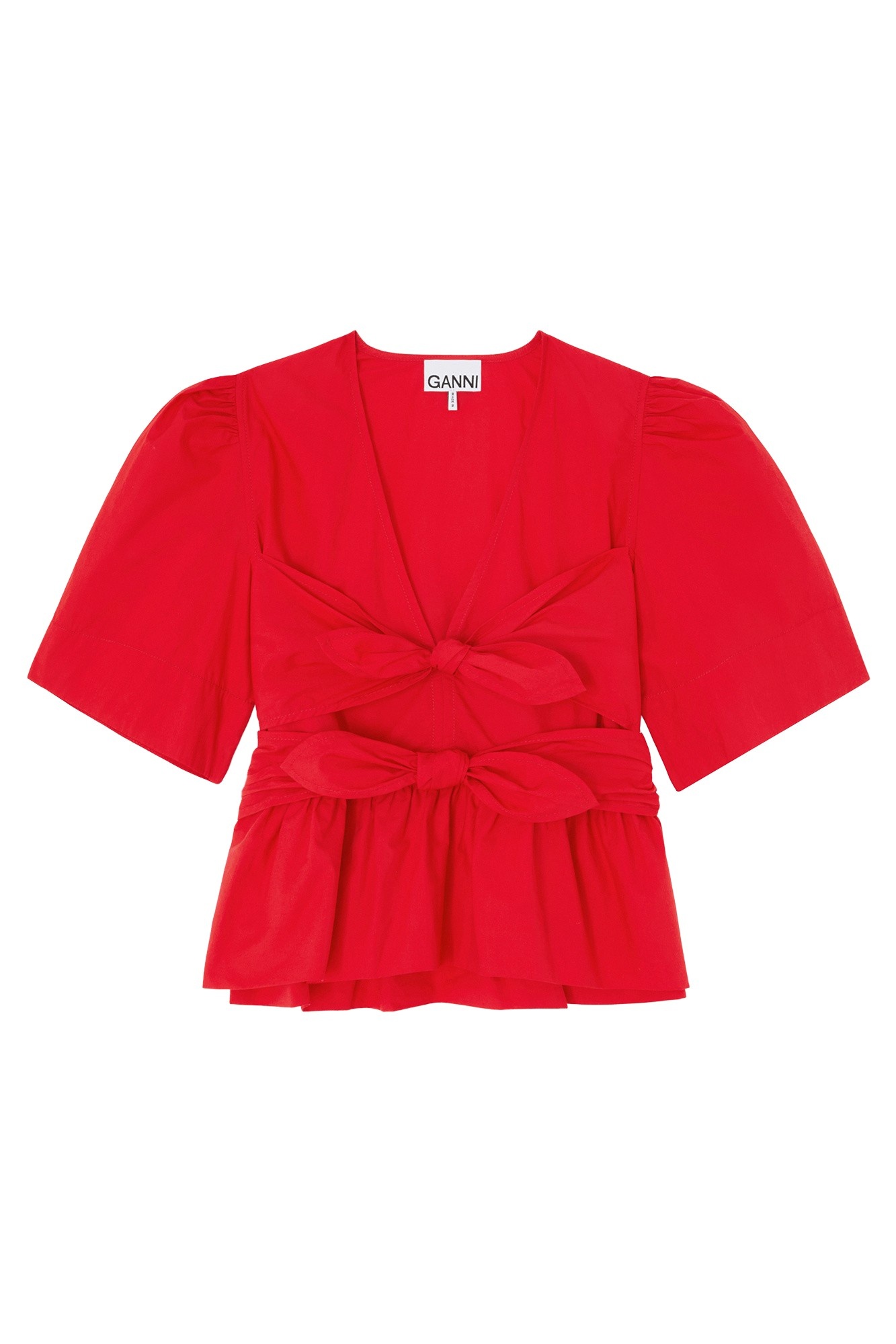 Ganni Blouse in Red Cotton