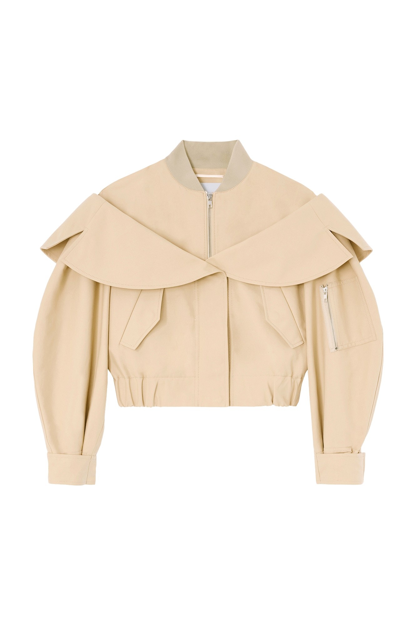 Ganni Bomber in Beige Cotton Jacket
