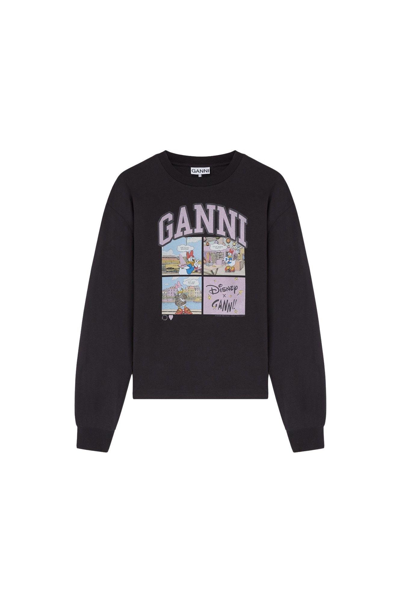 Ganni Daisy Duck Black Long-sleeve T-shirt Top