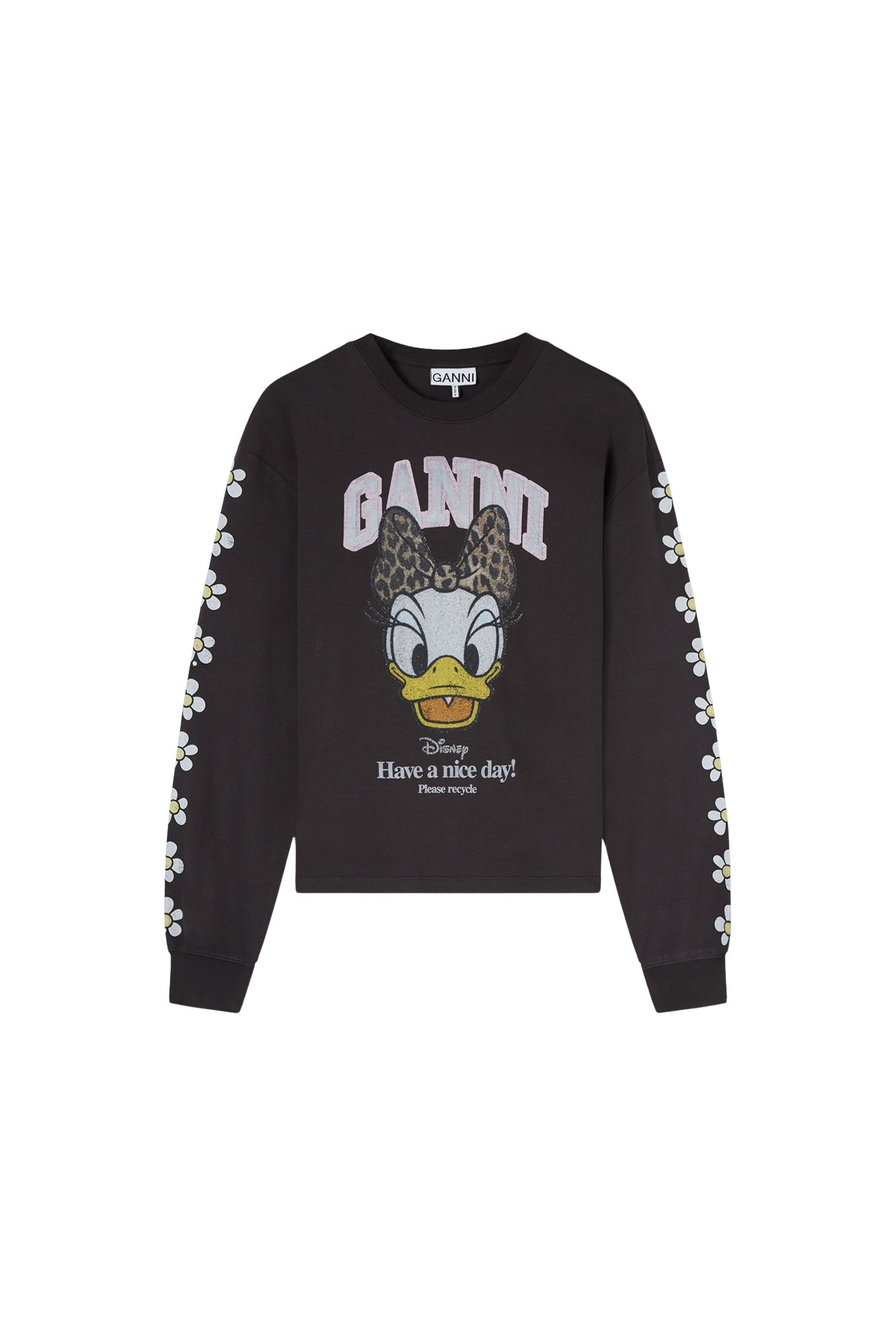 Ganni Daisy Duck Black Long-sleeve T-shirt Top