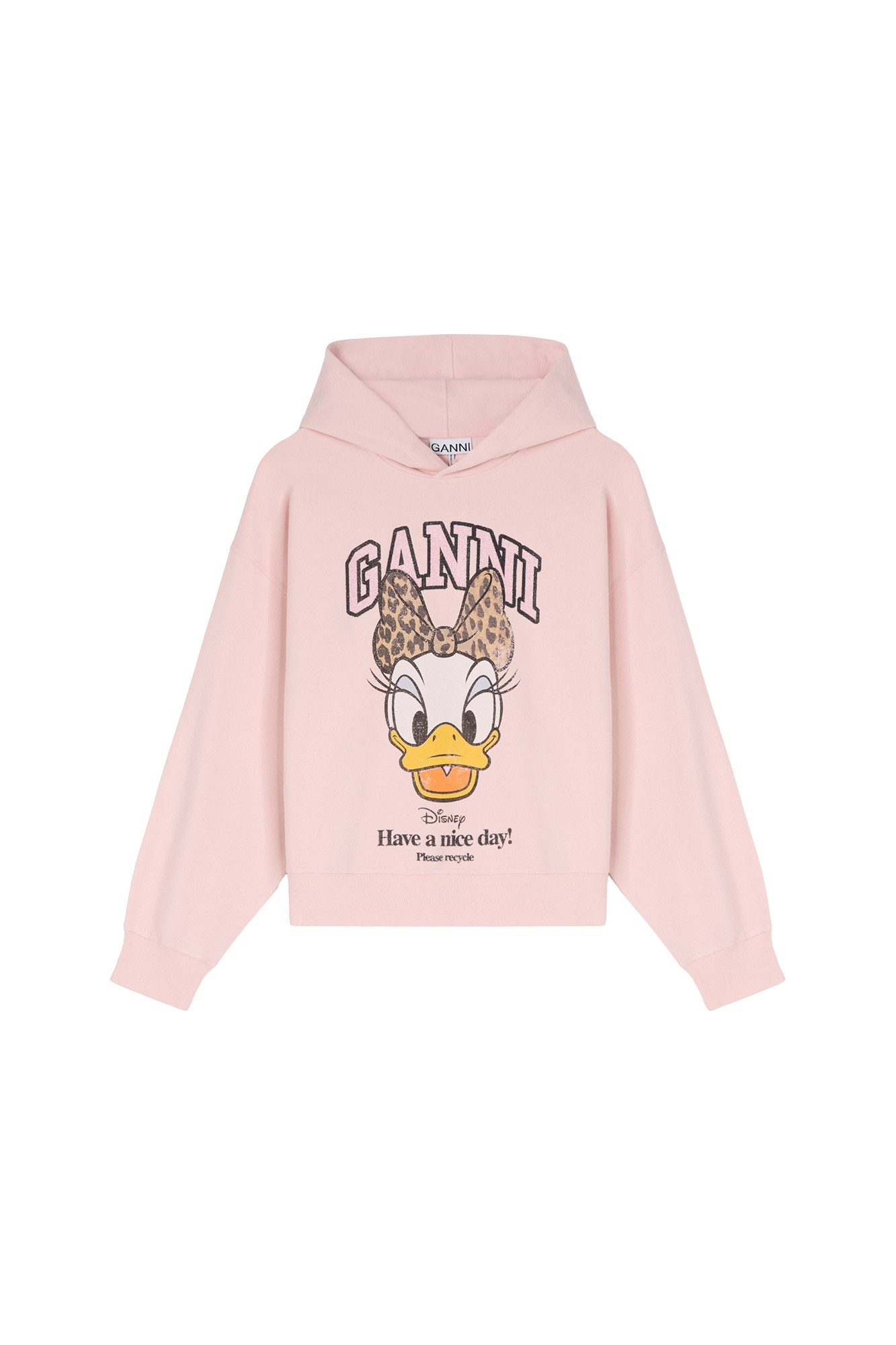 Ganni Daisy Duck Pink Cropped Hoodie