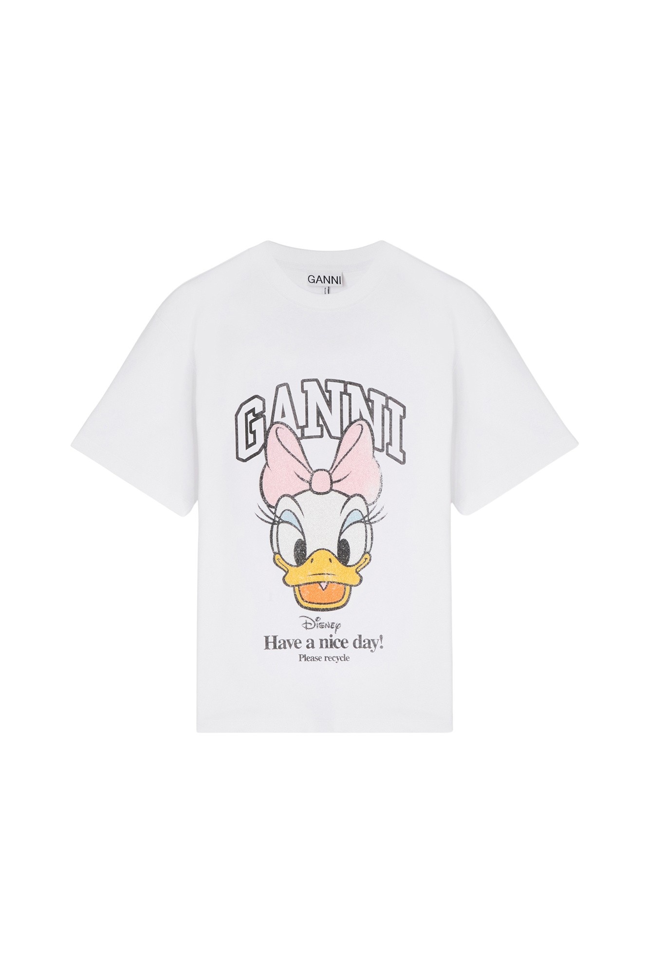 Ganni Daisy Duck White Baby Fit T-shirt Top