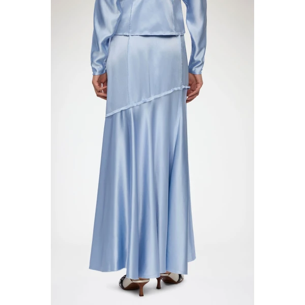 Long Skirt in Blue Satin