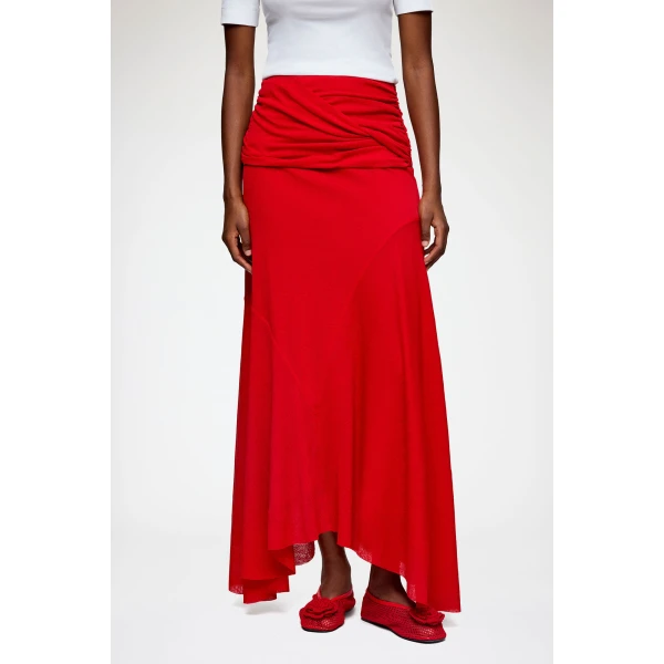 Long Skirt in Red Marl Mesh