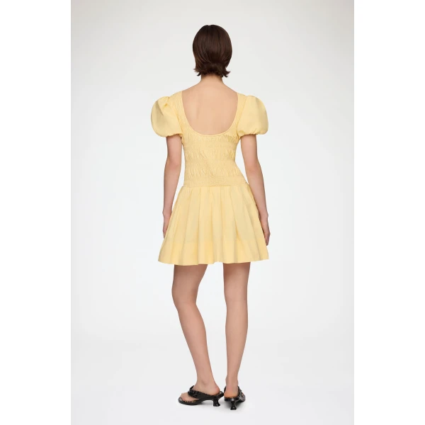 Mini Dress in Yellow Cotton