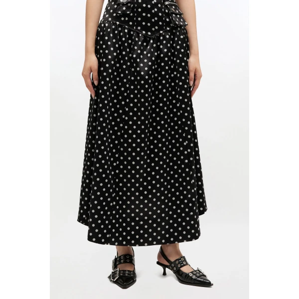Polka-Dot Satin Corset Skirt