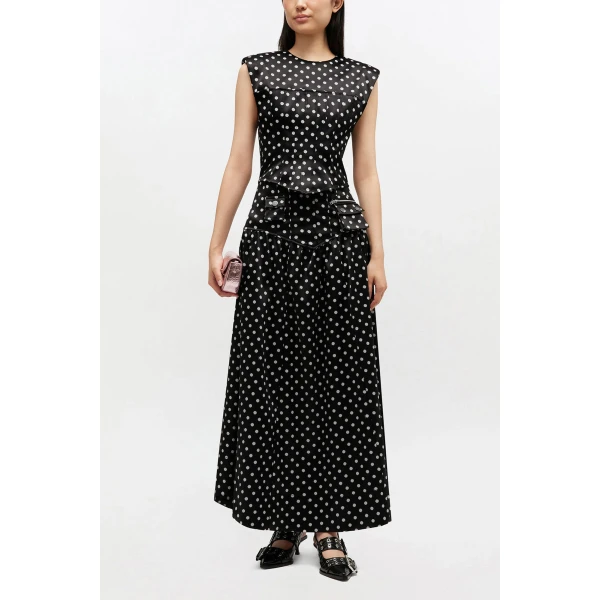 Polka-Dot Satin Corset Top
