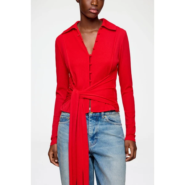 Shirt in Red Marl Mesh