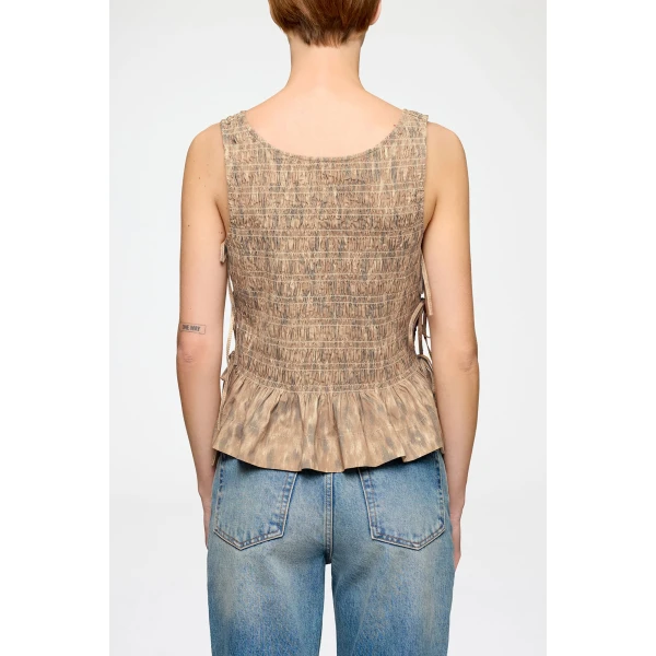 Smock Top in Printed Stretch