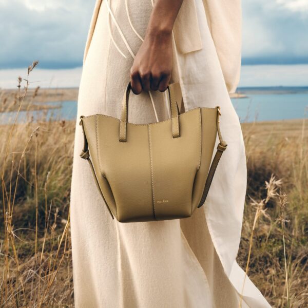 Polène Cyme Tote Nano in Smoky Olive Cyme Tote Nano in Smoky Olive - Mini Bags - Parisian Luxury Leather Bag at Coveti