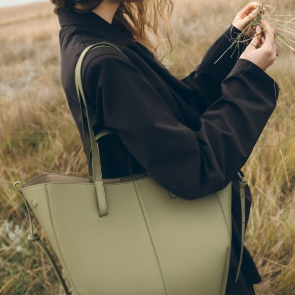 Polène Cyme Tote in Linden Cyme Tote in Linden - Totes & Top-Handle Bags - Parisian Luxury Leather Bag at Coveti
