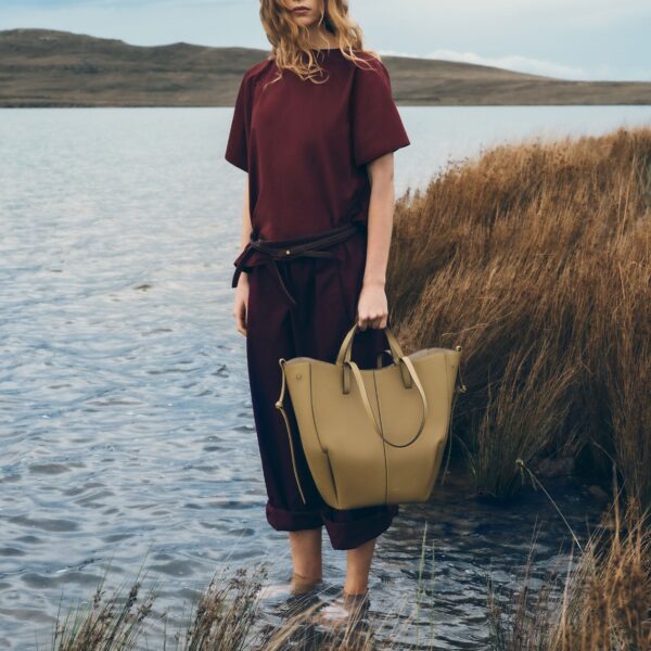 Polène Cyme Tote in Smoky Olive Cyme Tote in Smoky Olive - Totes & Top-Handle Bags - Parisian Luxury Leather Bag at Coveti