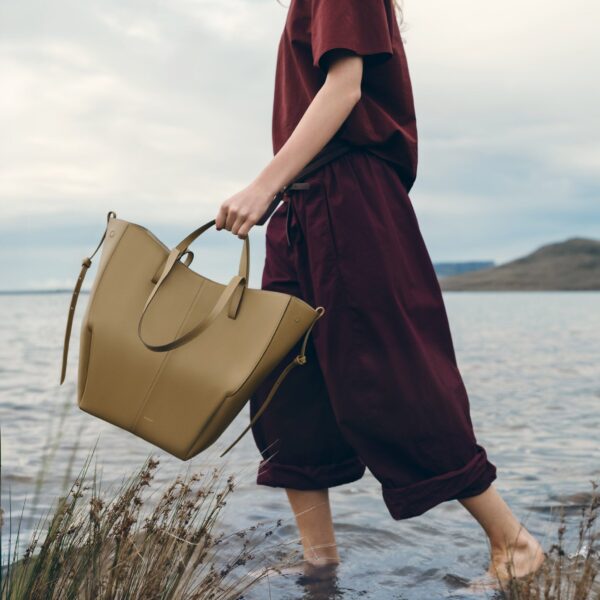 Polène Cyme Tote in Smoky Olive Cyme Tote in Smoky Olive - Totes & Top-Handle Bags - Parisian Luxury Leather Bag at Coveti