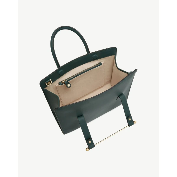 Strathberry Midi Tote in Bottle Green, view 5