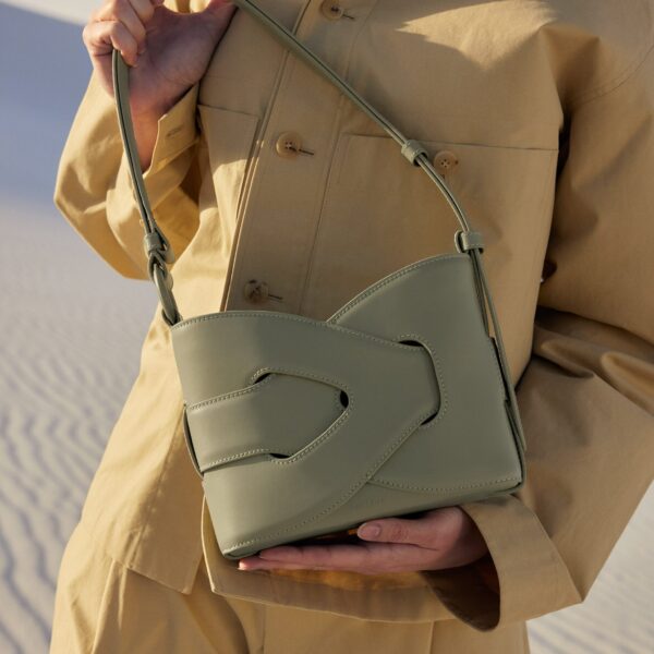 Polène Nodde in Olive Nodde in Olive - Shoulder & Crossbody Bags - Parisian Luxury Leather Bag at Coveti