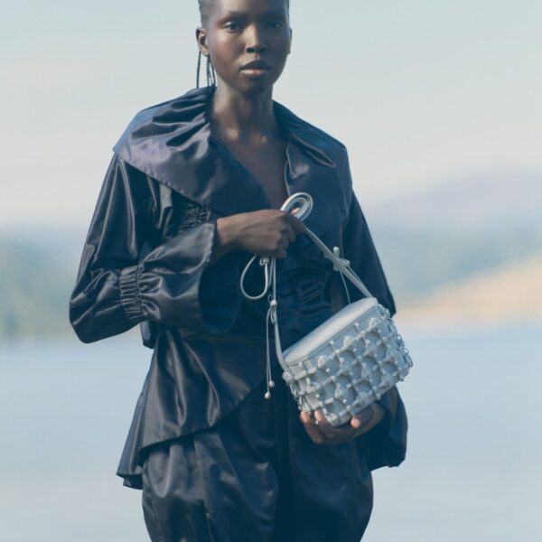 Polène Button Bow Box in Cloud Button Bow Box in Cloud - Clutch Bags - Parisian Luxury Leather Bag at Coveti