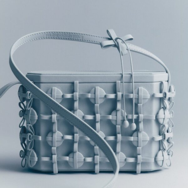 Polène Button Bow Box in Cloud Button Bow Box in Cloud - Clutch Bags - Parisian Luxury Leather Bag at Coveti