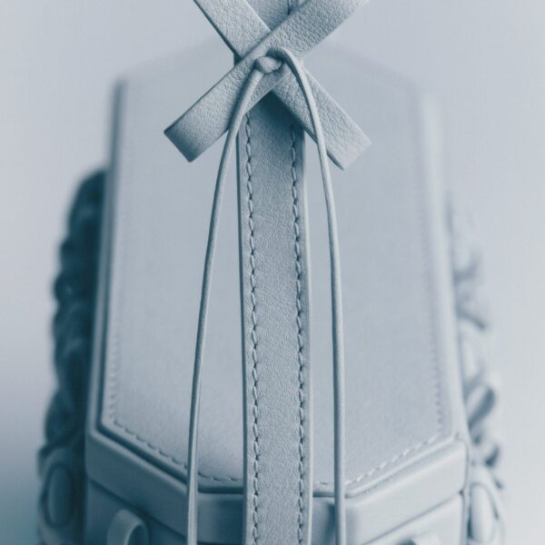 Polène Button Bow Box in Cloud Button Bow Box in Cloud - Clutch Bags - Parisian Luxury Leather Bag at Coveti