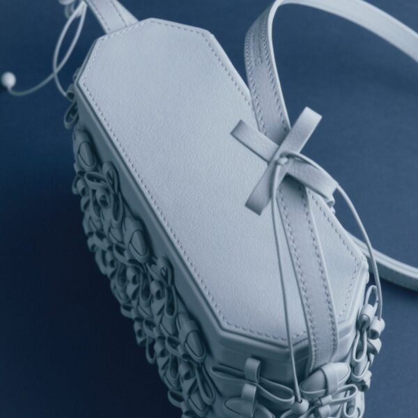 Polène Button Bow Box in Cloud Button Bow Box in Cloud - Clutch Bags - Parisian Luxury Leather Bag at Coveti