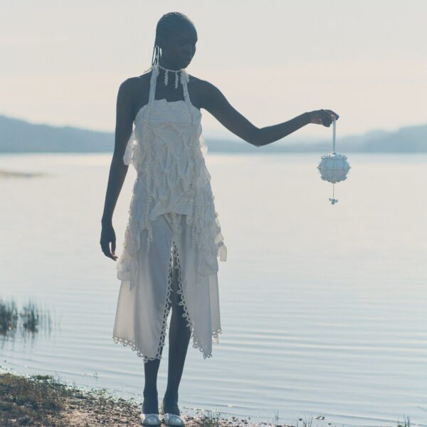 Polène Button Bow Sphere in Cloud Button Bow Sphere in Cloud - Clutch Bags - Parisian Luxury Leather Bag at Coveti
