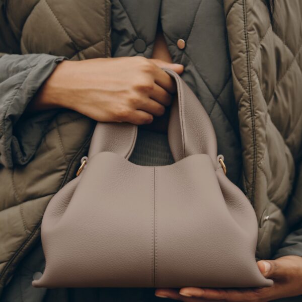 Polène Numéro Neuf Mini in Taupe Numéro Neuf Mini in Taupe - Mini Bags - Parisian Luxury Leather Bag at Coveti