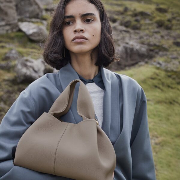 Polène Numéro Neuf in Taupe Numéro Neuf in Taupe - Shoulder & Crossbody Bags - Parisian Luxury Leather Bag at Coveti
