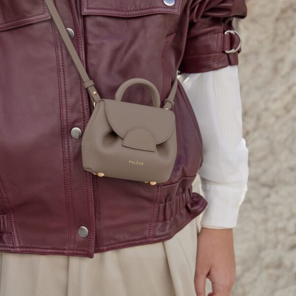 Polène Numéro Un Micro in Taupe Numéro Un Micro in Taupe - Mini Bags - Parisian Luxury Leather Bag at Coveti