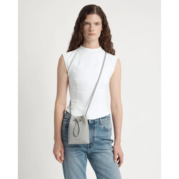 Strathberry Osette Midi Pouch in Marble Grey, view 8