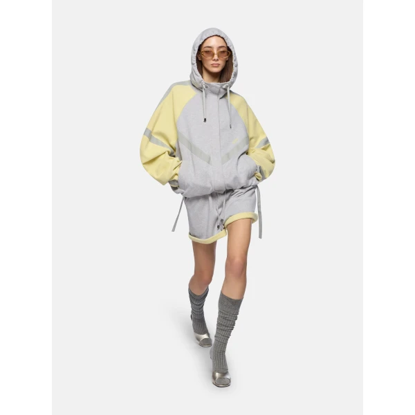 The Attico Grey and honey bomber Jacket, view 4