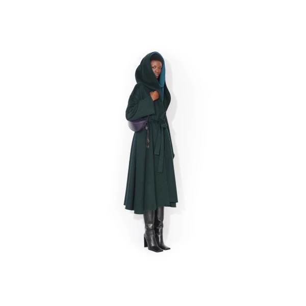 Alaia Hood Cashmere Wrap Coat, view 2