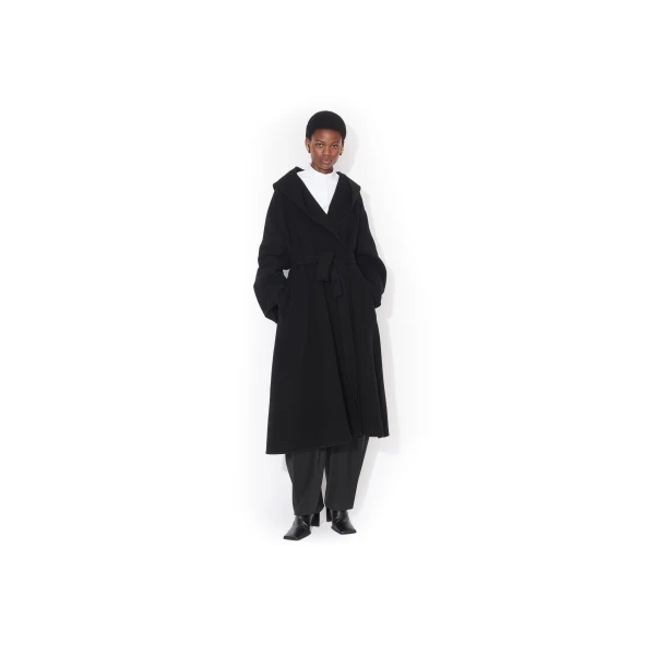 Alaia Hood Wrap Wool Coat, view 2