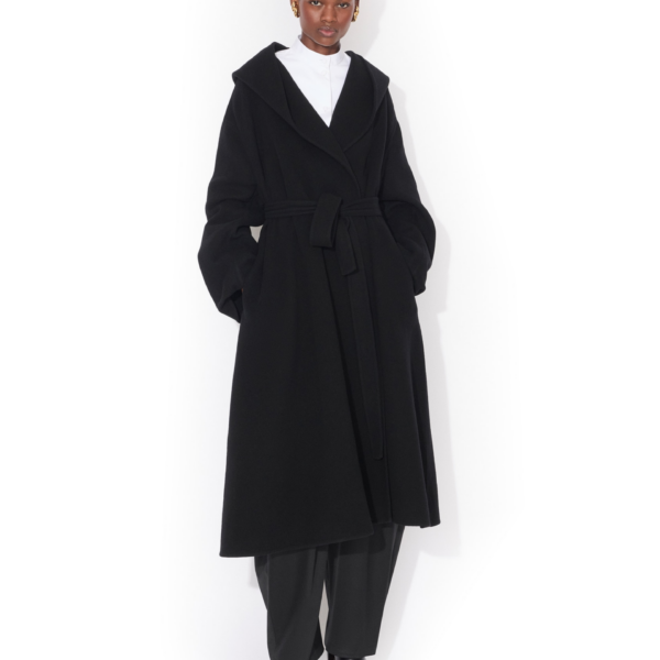 Alaïa Hood Wrap Wool Coat - ALAÏA Coats - Laser Cut Luxury - Shop at Coveti