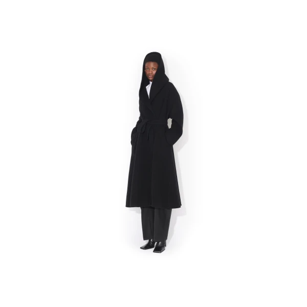 Alaia Hood Wrap Wool Coat, view 3