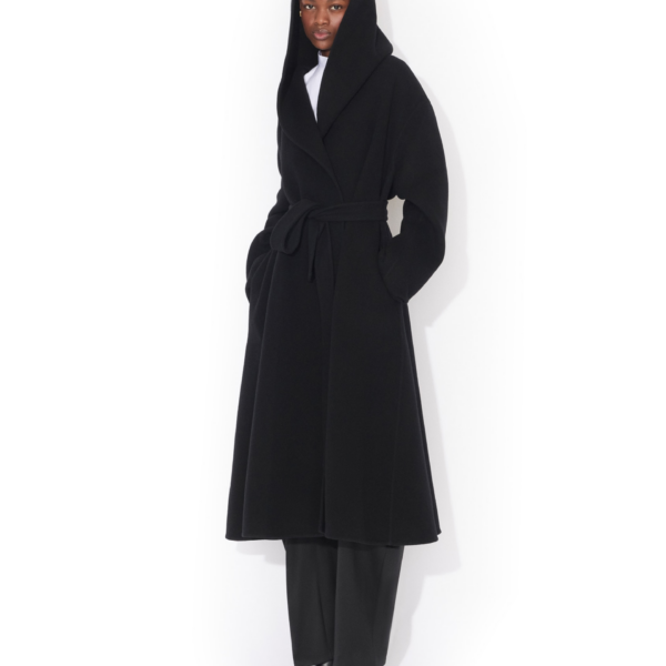 Alaïa Hood Wrap Wool Coat - ALAÏA Coats - Laser Cut Luxury - Shop at Coveti