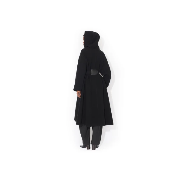 Alaia Hood Wrap Wool Coat, view 4