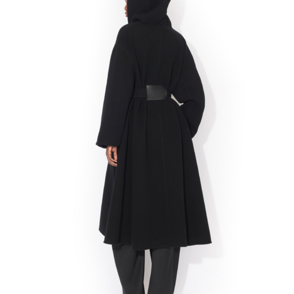 Alaïa Hood Wrap Wool Coat - ALAÏA Coats - Laser Cut Luxury - Shop at Coveti