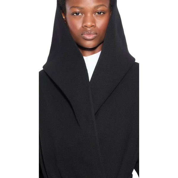 Alaia Hood Wrap Wool Coat, view 5