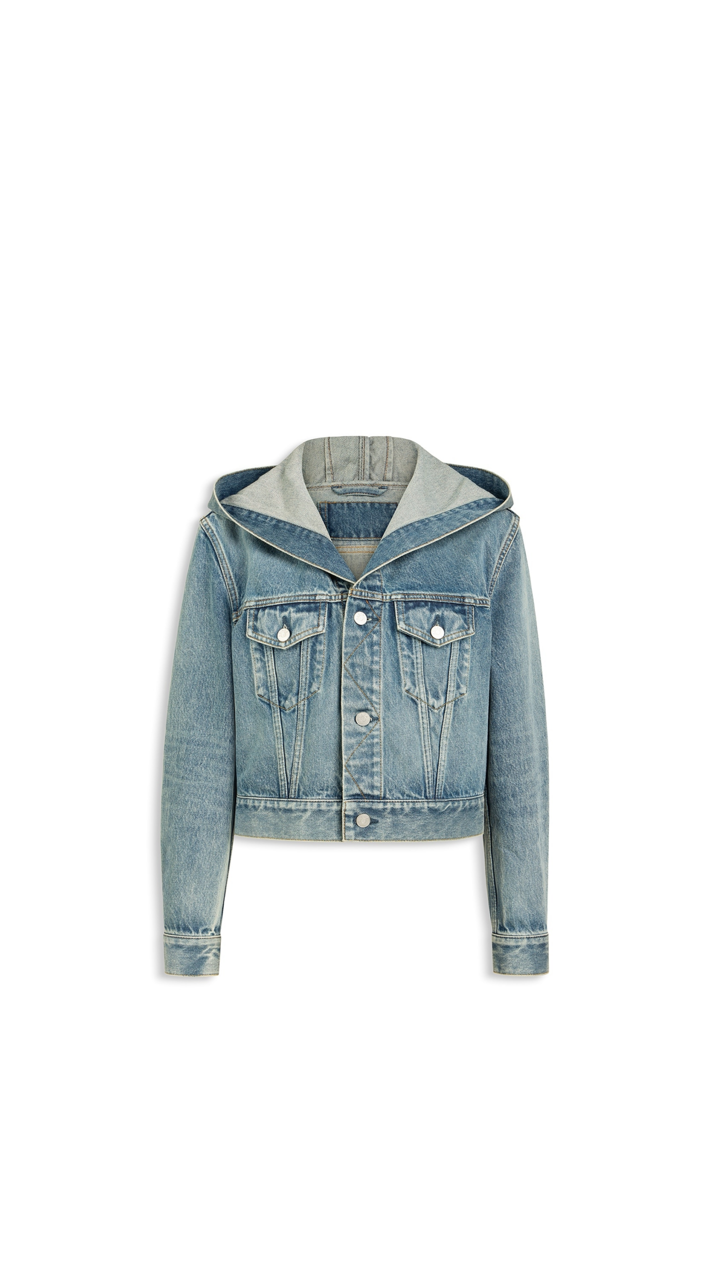 Alaïa Hooded Denim Jacket - ALAÏA Jackets - Laser Cut Luxury - Shop at Coveti