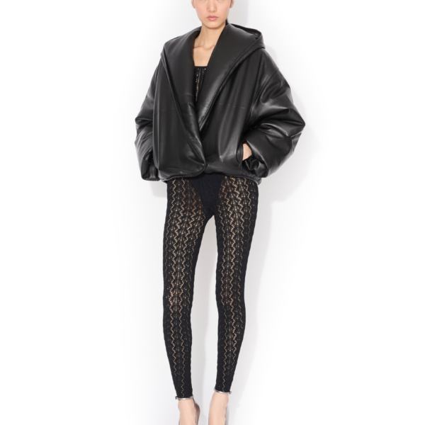 Alaïa Hooded Leather Bomber - ALAÏA Jackets - Laser Cut Luxury - Shop at Coveti