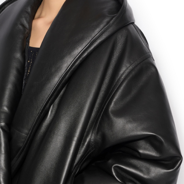 Alaïa Hooded Leather Bomber - ALAÏA Jackets - Laser Cut Luxury - Shop at Coveti