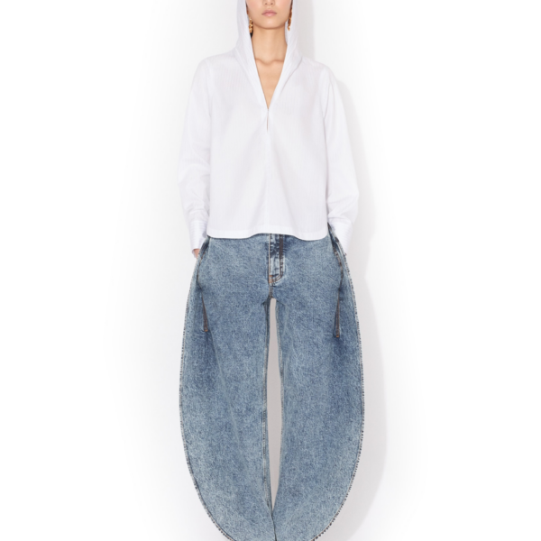 Alaïa Hooded Poplin Shirt - ALAÏA Hoodies - Laser Cut Luxury - Shop at Coveti