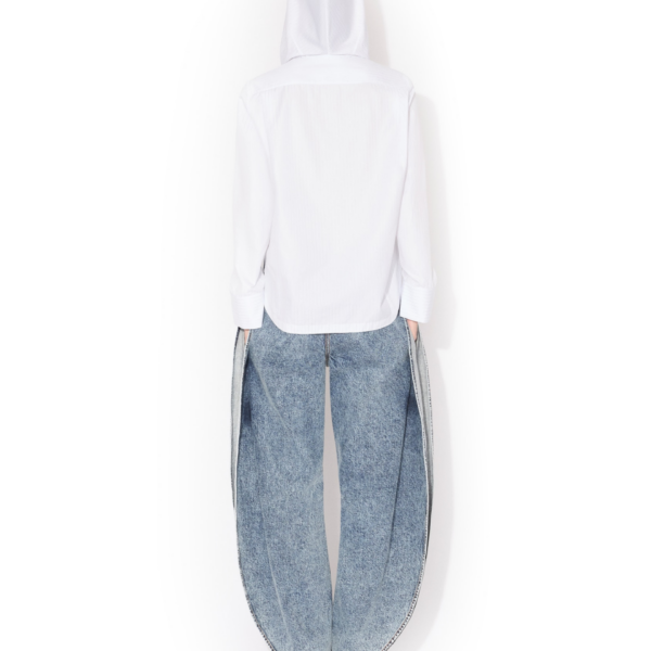 Alaïa Hooded Poplin Shirt - ALAÏA Hoodies - Laser Cut Luxury - Shop at Coveti
