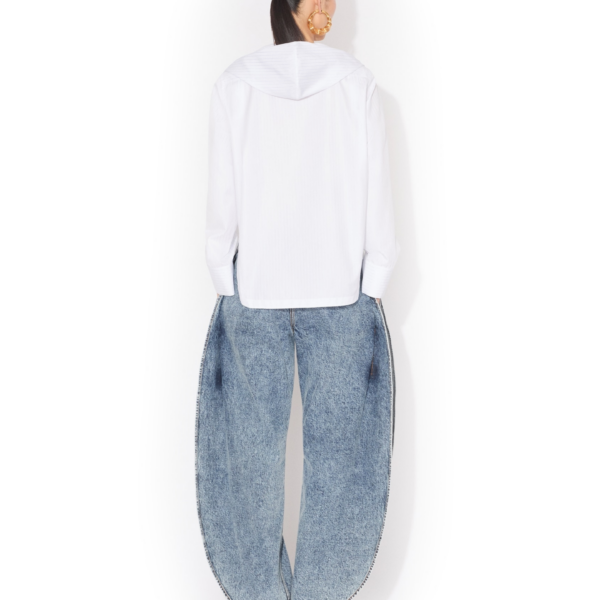 Alaïa Hooded Poplin Shirt - ALAÏA Hoodies - Laser Cut Luxury - Shop at Coveti