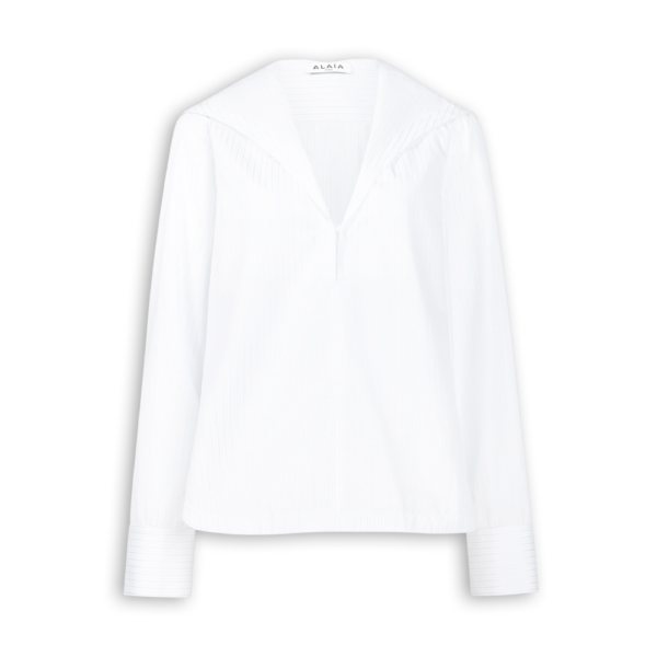 Alaïa Hooded Poplin Shirt - ALAÏA Hoodies - Laser Cut Luxury - Shop at Coveti