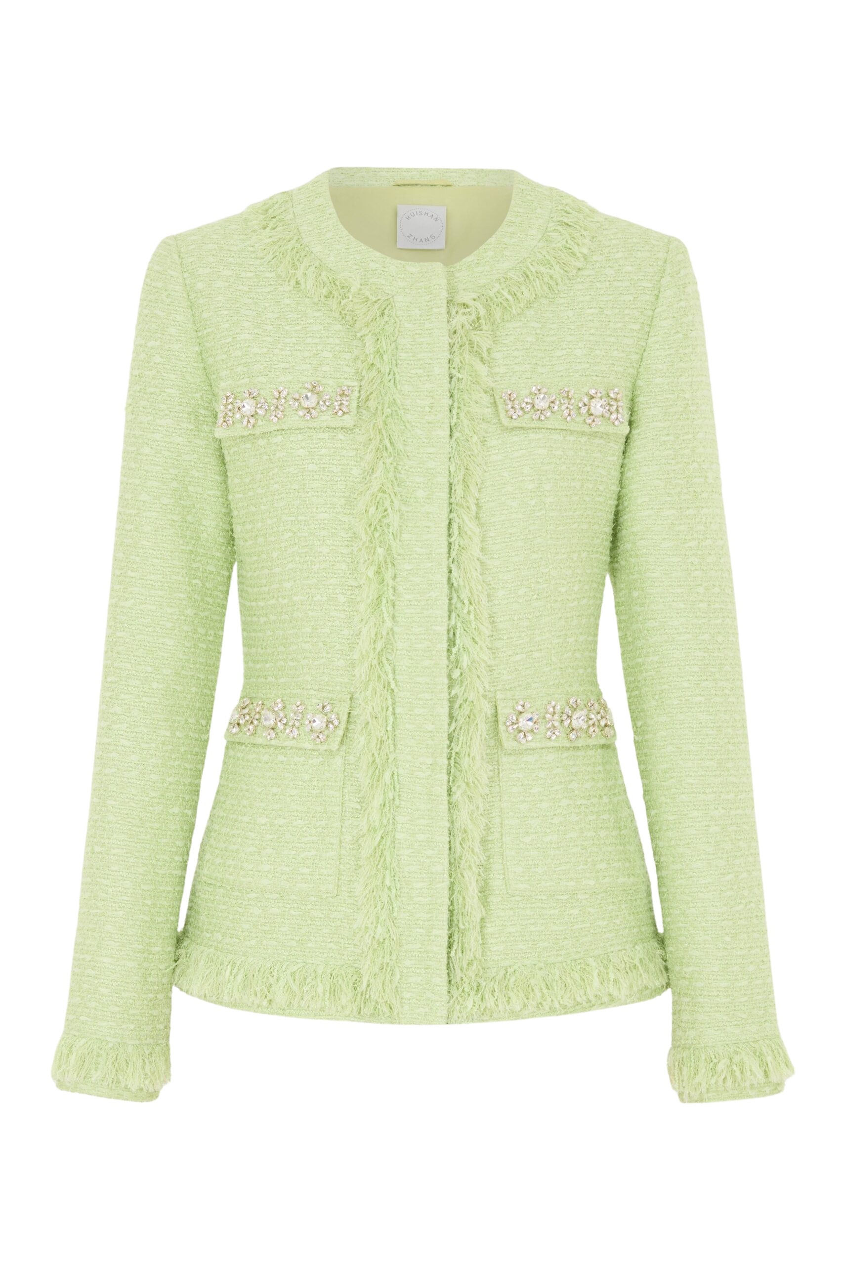 Huishan Zhang Cecil Jacket in Pale Green Tweed