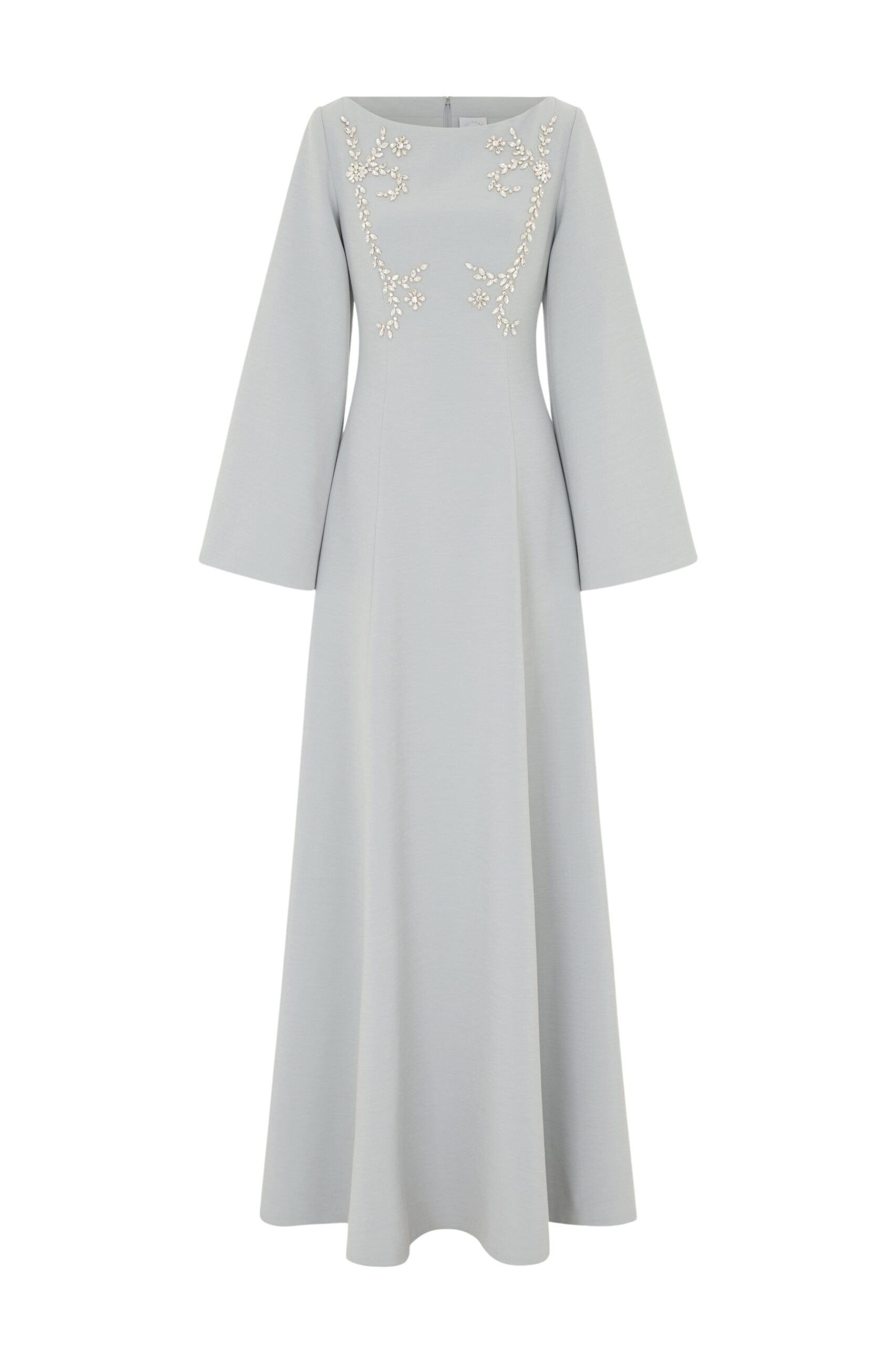 Huishan Zhang Clover Gown in Grey Crepe