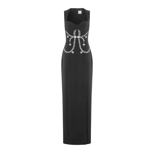 Huishan Zhang Izmara Dress in Black Crepe