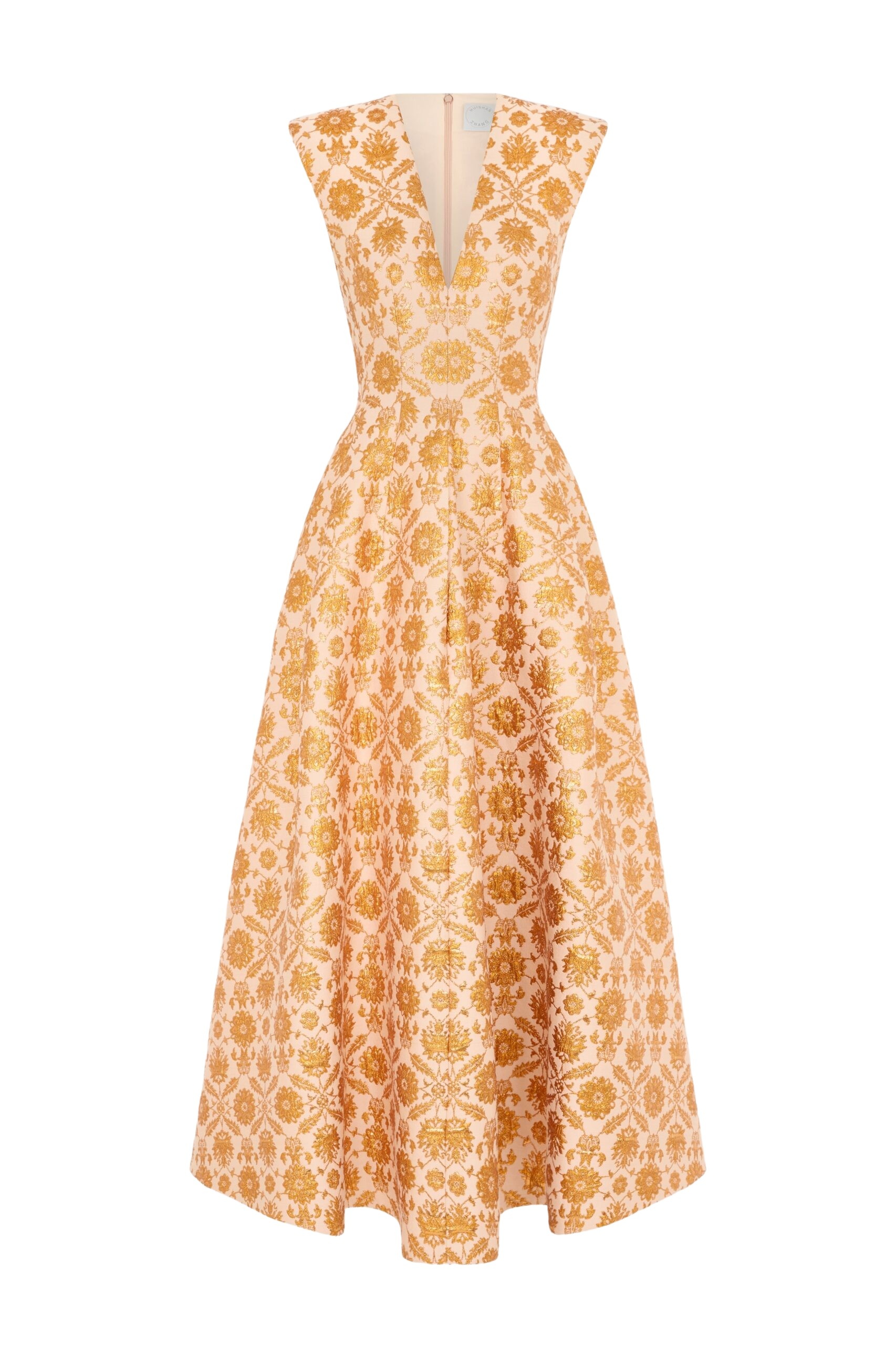 Huishan Zhang Kyle Dress in Copper Jacquard