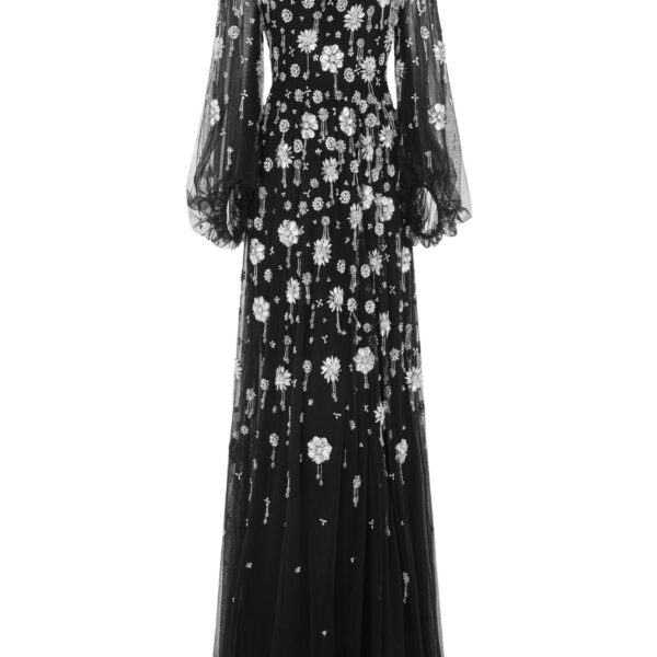 Micheline Gown in Black Embellished Tulle