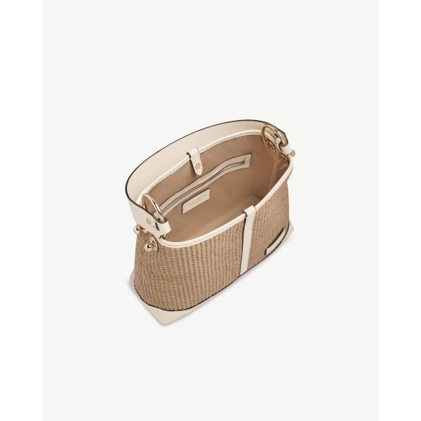 Strathberry Lana Hobo in Vanilla and Natural Raffia, view 5